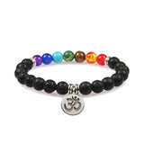 7 Chakra Bracelet Natural Lava Stone Wooden Bead Pendant Bracelets Bangles Buddha Prayer Healing Balance Charm Yoga Jewelry Gift daiiibabyyy