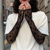 New Long Lace Hollow-Out Fingerless Gloves Sun Protection Sleeves Mesh Lace Thin Cycling Gloves daiiibabyyy