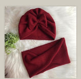 Baby Cotton Hat  Autumn Winter Children's Scarf Hat Sets  Bowknot Ear Baby Girl Boy Warm Beanies daiiibabyyy