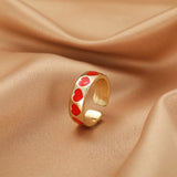 Wholesale Jewelry New Colorful Ring for Women Glossy Dripping Love Heart Rings Peach Heart Ring Exquisite Wild Trend Jewelry daiiibabyyy