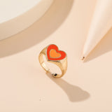 Wholesale Jewelry New Colorful Ring for Women Glossy Dripping Love Heart Rings Peach Heart Ring Exquisite Wild Trend Jewelry daiiibabyyy
