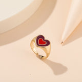 Wholesale Jewelry New Colorful Ring for Women Glossy Dripping Love Heart Rings Peach Heart Ring Exquisite Wild Trend Jewelry daiiibabyyy