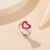 Wholesale Jewelry New Colorful Ring for Women Glossy Dripping Love Heart Rings Peach Heart Ring Exquisite Wild Trend Jewelry daiiibabyyy