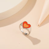 Wholesale Jewelry New Colorful Ring for Women Glossy Dripping Love Heart Rings Peach Heart Ring Exquisite Wild Trend Jewelry daiiibabyyy