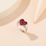 Wholesale Jewelry New Colorful Ring for Women Glossy Dripping Love Heart Rings Peach Heart Ring Exquisite Wild Trend Jewelry daiiibabyyy