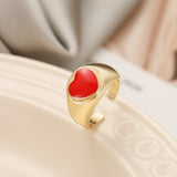 Wholesale Jewelry New Colorful Ring for Women Glossy Dripping Love Heart Rings Peach Heart Ring Exquisite Wild Trend Jewelry daiiibabyyy