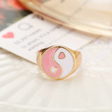 Wholesale Jewelry New Colorful Ring for Women Glossy Dripping Love Heart Rings Peach Heart Ring Exquisite Wild Trend Jewelry daiiibabyyy