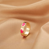 Wholesale Jewelry New Colorful Ring for Women Glossy Dripping Love Heart Rings Peach Heart Ring Exquisite Wild Trend Jewelry daiiibabyyy