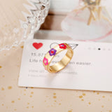 Wholesale Jewelry New Colorful Ring for Women Glossy Dripping Love Heart Rings Peach Heart Ring Exquisite Wild Trend Jewelry daiiibabyyy