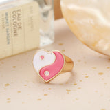 Wholesale Jewelry New Colorful Ring for Women Glossy Dripping Love Heart Rings Peach Heart Ring Exquisite Wild Trend Jewelry daiiibabyyy