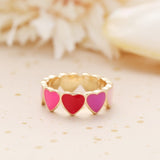 Wholesale Jewelry New Colorful Ring for Women Glossy Dripping Love Heart Rings Peach Heart Ring Exquisite Wild Trend Jewelry daiiibabyyy