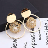 LATS New Fashion Round Dangle Korean Drop Earrings for Women Geometric Round Heart Gold Earring 2021 Trend Wedding Jewelry daiiibabyyy