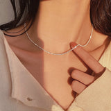 2021 Popular Silver Colour Sparkling Clavicle Chain Choker Necklace Collar For Women Fine Jewelry Wedding Party Birthday Gift daiiibabyyy