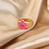Smile Ring Simple Metal Drop Oil Smiley Rings For Women Spring Fine Lucky Jewelry Rings for Women daiiibabyyy