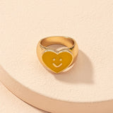 Smile Ring Simple Metal Drop Oil Smiley Rings For Women Spring Fine Lucky Jewelry Rings for Women daiiibabyyy