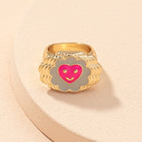 Smile Ring Simple Metal Drop Oil Smiley Rings For Women Spring Fine Lucky Jewelry Rings for Women daiiibabyyy