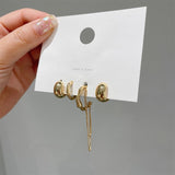 4PCS/SET New Design Gold Silver Color Metal Geometric Irregular Tassel Chain Clip Earrings for Women Non Pierced Ear Cuff 2021 daiiibabyyy