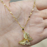 Gold Necklace for Women Zircon Jewelry Pendant Necklace Titanium Steel Peanut Mermaid Heart Butterfly Stainless Steel Sunflower daiiibabyyy