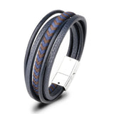 ZOSHI Braided Blue Color Leather Bracelets for Men Armband Heren Trendy Genuine Leather Bracelets with Magnetic Buckle daiiibabyyy