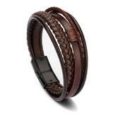 ZOSHI Braided Blue Color Leather Bracelets for Men Armband Heren Trendy Genuine Leather Bracelets with Magnetic Buckle daiiibabyyy