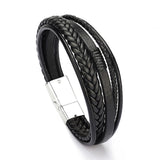 ZOSHI Braided Blue Color Leather Bracelets for Men Armband Heren Trendy Genuine Leather Bracelets with Magnetic Buckle daiiibabyyy