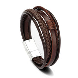 ZOSHI Braided Blue Color Leather Bracelets for Men Armband Heren Trendy Genuine Leather Bracelets with Magnetic Buckle daiiibabyyy