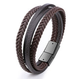 ZOSHI Braided Blue Color Leather Bracelets for Men Armband Heren Trendy Genuine Leather Bracelets with Magnetic Buckle daiiibabyyy