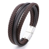 ZOSHI Braided Blue Color Leather Bracelets for Men Armband Heren Trendy Genuine Leather Bracelets with Magnetic Buckle daiiibabyyy