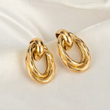 New Fashion Gold Color Metal Drop Earrings Stainless Steel Simple Knot Twist Earrings For Women Statement Jewelry  Pendiente daiiibabyyy