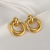 New Fashion Gold Color Metal Drop Earrings Stainless Steel Simple Knot Twist Earrings For Women Statement Jewelry  Pendiente daiiibabyyy
