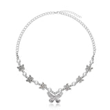 Antique Pearl Chain Necklace With Butterfly Pendant Charms Silvery Neck Jewelry For Women Party Gift Ideas daiiibabyyy