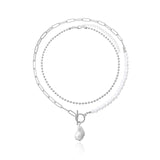 Antique Pearl Chain Necklace With Butterfly Pendant Charms Silvery Neck Jewelry For Women Party Gift Ideas daiiibabyyy