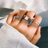 Punk Vintage Silver Color Heart Sword Ring Set for Women Gothic Dice Anillos Hip Hop Y2k Korean Fashion Male Gift Jewelry daiiibabyyy