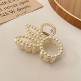 IPARAM Fashion Korean Pearl Hollow Hair Claw Hairpin Female Geometric Imitation Pearl Crab Claw Hairpin Girl Hair Accessories daiiibabyyy