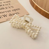 IPARAM Fashion Korean Pearl Hollow Hair Claw Hairpin Female Geometric Imitation Pearl Crab Claw Hairpin Girl Hair Accessories daiiibabyyy
