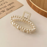 IPARAM Fashion Korean Pearl Hollow Hair Claw Hairpin Female Geometric Imitation Pearl Crab Claw Hairpin Girl Hair Accessories daiiibabyyy