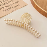 IPARAM Fashion Korean Pearl Hollow Hair Claw Hairpin Female Geometric Imitation Pearl Crab Claw Hairpin Girl Hair Accessories daiiibabyyy