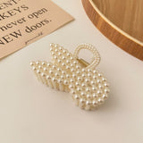 IPARAM Fashion Korean Pearl Hollow Hair Claw Hairpin Female Geometric Imitation Pearl Crab Claw Hairpin Girl Hair Accessories daiiibabyyy