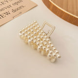 IPARAM Fashion Korean Pearl Hollow Hair Claw Hairpin Female Geometric Imitation Pearl Crab Claw Hairpin Girl Hair Accessories daiiibabyyy