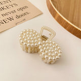 IPARAM Fashion Korean Pearl Hollow Hair Claw Hairpin Female Geometric Imitation Pearl Crab Claw Hairpin Girl Hair Accessories daiiibabyyy