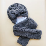 Baby Cotton Hat  Autumn Winter Children's Scarf Hat Sets  Bowknot Ear Baby Girl Boy Warm Beanies daiiibabyyy