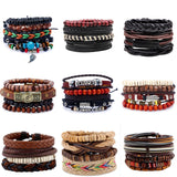 ZOSHI 4-6PC Vintage Multilayer Leather Bracelet For Men Fashion Braided Handmade Rope Wrap Bead Charm Woven Bracelets Male Gift daiiibabyyy