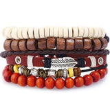 ZOSHI 4-6PC Vintage Multilayer Leather Bracelet For Men Fashion Braided Handmade Rope Wrap Bead Charm Woven Bracelets Male Gift daiiibabyyy
