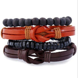 ZOSHI 4-6PC Vintage Multilayer Leather Bracelet For Men Fashion Braided Handmade Rope Wrap Bead Charm Woven Bracelets Male Gift daiiibabyyy