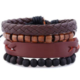ZOSHI 4-6PC Vintage Multilayer Leather Bracelet For Men Fashion Braided Handmade Rope Wrap Bead Charm Woven Bracelets Male Gift daiiibabyyy