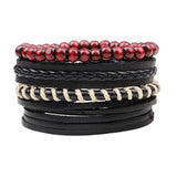 ZOSHI 4-6PC Vintage Multilayer Leather Bracelet For Men Fashion Braided Handmade Rope Wrap Bead Charm Woven Bracelets Male Gift daiiibabyyy