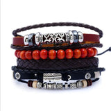 ZOSHI 4-6PC Vintage Multilayer Leather Bracelet For Men Fashion Braided Handmade Rope Wrap Bead Charm Woven Bracelets Male Gift daiiibabyyy
