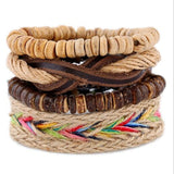 ZOSHI 4-6PC Vintage Multilayer Leather Bracelet For Men Fashion Braided Handmade Rope Wrap Bead Charm Woven Bracelets Male Gift daiiibabyyy