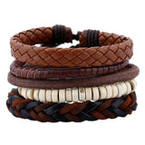 ZOSHI 4-6PC Vintage Multilayer Leather Bracelet For Men Fashion Braided Handmade Rope Wrap Bead Charm Woven Bracelets Male Gift daiiibabyyy