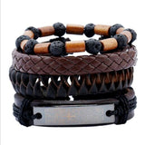 ZOSHI 4-6PC Vintage Multilayer Leather Bracelet For Men Fashion Braided Handmade Rope Wrap Bead Charm Woven Bracelets Male Gift daiiibabyyy